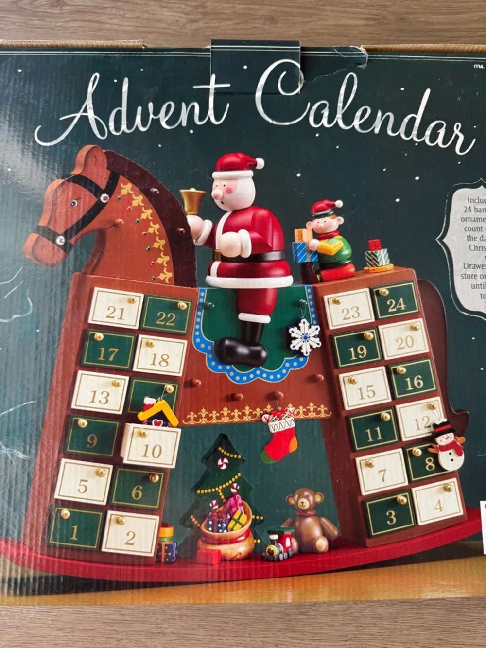 Costco Christmas Wooden Rocking Horse Santa Advent Calendar With Toys-FLAWED